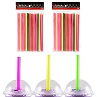 100 Pcs Neon Drinking Straws Smoothie Milkshake Tea Large Plastic Jumbo Party