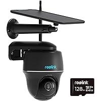 REOLINK 5MP Security Camera System Wireless Outdoor, Pan Tilt Battery Solar Cam with 2.4/5GHz Dual-Band WiFi, Smart Detection, PIR Sensor, 2-Way Talk, Argus PT with Solar Panel+128GB SD Card