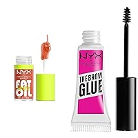 Fat Oil Lip Drip, Moisturizing, Shiny and Vegan Tinted Lip Gloss - Follow Back (Shimmering Warm Nude) & The Brow Glue, Extreme Hold Eyebrow Gel - Clear