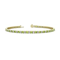 Gemstone & Natural Diamond Women Eternity Tennis Bracelet 14K Yellow Gold
