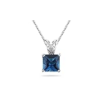 0.50-0.80 Cts London Blue Topaz Scroll Pendant in 14K White Gold