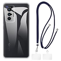 Vivo X70 Case + Universal Mobile Phone Lanyards, Neck/Crossbody Soft Strap Silicone TPU Cover Bumper Shell for Vivo X70 (6.56”)