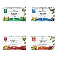 Miracle Tree - Organic Moringa Superfood Tea, 4 Pack Bundle, 4x25 Individually Sealed Tea Bags (Mint, Blueberry, Strawberry, Apple & Cinnamon)