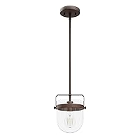 Hunter - Karloff 1-Light Textured Rust, Small Pendant Light, Dimmable, Casual Style, Urn Shaped, for Bedrooms, Kitchens, Dining, Living Rooms - 19838