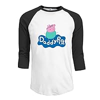 Men Peppa Pig - Daddy Pig's Best Bits Vintage 3/4 Sleeve Baseball T Shirts Black