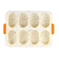 silicone cake mold oval 8 grid French bread non -stick home baking tools(Single)-White
