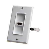Cmple - HDMI Wall Plate Single-Gang White Wall Plate 4” Rear Extension Cable,1-Port HDMI Insert (4K UHD, ARC, and Ethernet Pass-Thru Support)