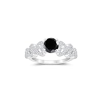 1.54-1.93 Cts Black & White Diamond Engagement Ring in 14K White Gold