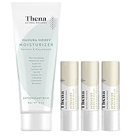 Thena Manuka Honey Cream Moisturizer and 3pack Organic Intensive Healing & Repair Balm Bundle