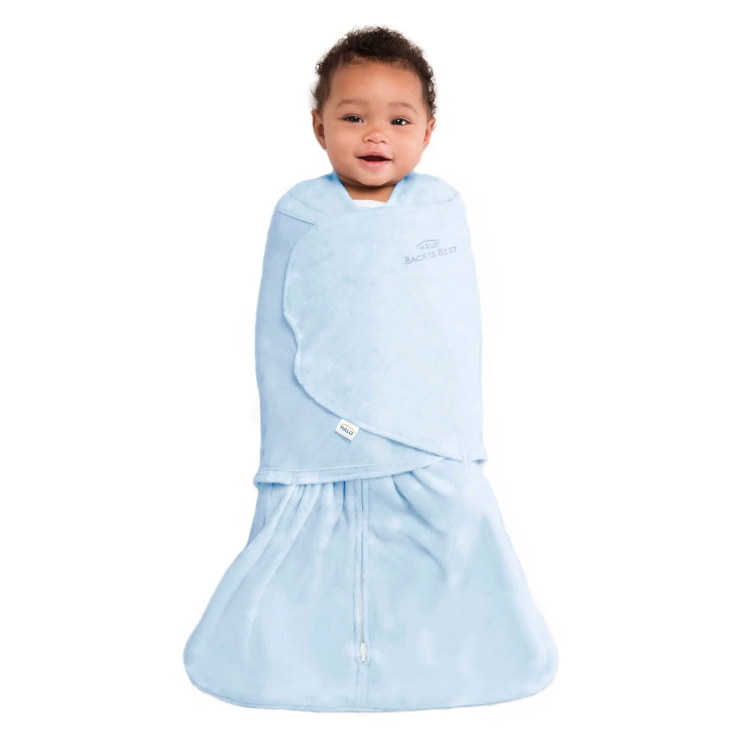 HALO Micro-Fleece Sleepsack Swaddle, 3-Way Adjustable Wearable Blanket, TOG 3.0, Baby Blue, Preemie
