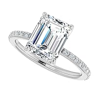 Moissanite Engagement Rings for Women 18K Solid Gold Sterling Silver 3 CT 10X8 MM 4 Prongs Emerald Cut Solitaire Moissanite Diamond Promise Rings Colorless VVS1 Clarity Wedding Engagement And Anniversary