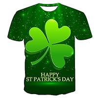 Irish Festivel 3D Print T-Shirts,Adult St. Patrick's Day Shamrock Letter Short-Sleeved Pullover Loose T-Shirts.