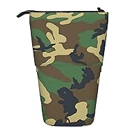 Green Military Camo Print Expandable Storage Bag, Vertical Storage Bag, Expandable Cosmetic Bag