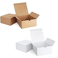 Eupako Gift Boxes 8x8x4Inches, 10 Pack Brown and 10 Pack White, Kraft Paper Gift Boxes with Lids for Bridesmaid Proposal Gifts, Wedding, Birthday, Crafting, Graduation, Holiday, Christmas