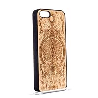 Genuine Wood iPhone 5/5S/SE Case Tree of Life | Natural Textured Backing | Light and Dark Wooden Colors | Snap-On Edge-to-Edge PU Bumper Protection