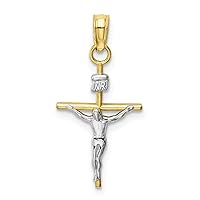 10k Yellow & White Gold INRI Crucifix Pendant