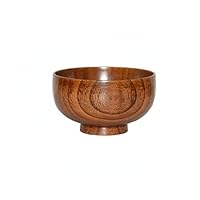 Round Wooden Bowls Polishing Rice Bowls Salad Noodle Soup Bowls Adult Tableware Home Restaurant Food Container (Small bowl)