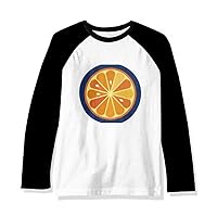 O Alphabet Orange Fruit Cute Pattern Long Sleeve Top Raglan T-Shirt Cloth