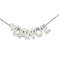 Dance Necklace Dancer Teens Girls Initial Letter Heart Pendant Stainless Steel Chain Dainty Cute Jewelry Gifts Women Girls