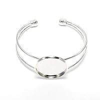 1Pcs/Pack 18mm Silver Bangle Cabochon Base Cuff Style Bracelet Blank Tray Bezels Setting Cabochon Supplies for Bracelet DIY Making (Silver, 18mm(0.71inch))