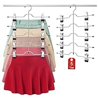 Pants Hangers with Clips, 5 Tiers Closet Organizer Clothes Hanger, 1 Pack Skirt Hangers Pant Hangers Space Saving Closet Organizers and Storage