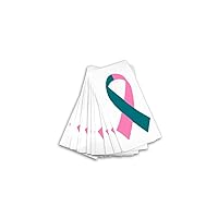 25 Hereditary Breast Cancer Awareness Pink & Teal Ribbon Decals - Use on Your Helmet or Vehicle - (25 Decals - Wholesale)