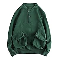 Autumn Pullover Stand Collar Sweatshirt Unisex's Casual Pocket Jacket