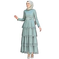 Aden Women's Muslim Abaya Dress Green | Hijab Ladies Long Sleeve Embroidered Evening Dresses (as1, Numeric, Numeric_8, Numeric_22, Plus, Petite, 12 US/40 EU)