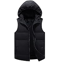 Autumn Winter Down Baggy Vest For Men Warm Casual Hooded Sleeveless Zipper Solid Parka Jacket Male Classic