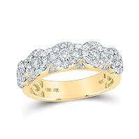 The Diamond Deal 10kt Yellow Gold Mens Round Diamond Cluster Band Ring 1-1/2 Cttw