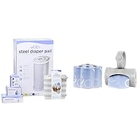 Ubbi Diaper Changing Value Gift Set, Baby Registry Gift, Includes Gray Diaper Pail, Absorbing Gels & On-the-Go Gray Bag Dispenser and Waste Disposal Bags Refill, Lavender Scented