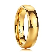King Will Glory Men's 4mm 6mm 8mm Tungsten Carbide Ring 24k Gold Plated Rose Gold Plated Domed Polished Finish Wedding Band