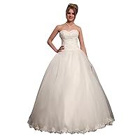 Ivory Lace Bodice Organza Skirt Sweetheart Wedding Dresses Without Train