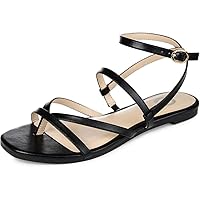 Journee Collection Womens Serissa Gladiator Sandal with Vegan Leather Straps and Buckle Closure