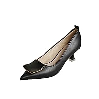 Pointed-Toe Pump Shoe for Women's Pull-On Kitten-Heel Office Dress Girl Classic Mary Jane Pumps-Shoes