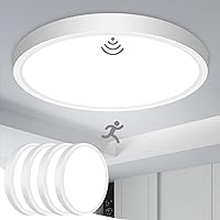 slochi 4 Pack Motion Sensor Light Indoor Wired, 5000K Closet Lights Motion Sensored, 15W 1500LM 7 Inch LED Ceiling Light Fixture for Pantry Hallway Stairwell Porch, White