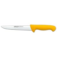 Arcos Butcher Knife 7 Inch Stainless Steel and 180 mm Narrow blade. Professional Knife. Ergonomic Polyoxymethylene Handle. Series 2900. Color Yellow