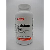 Rugby Calcium 600 mg with 10mcg (400 IU) of Vitamin D3 (150 Tablets)