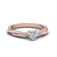 Lovely 1.12ct Heart Shaped White Diamond 14K Rose Gold Over .925 Sterling Silver Engaement Wedding Infinity Twist Ring