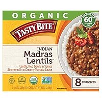 Tasty Bite Organic Vegetarian All Natural Indian Madras Lentils: Lentils, Red Beans, & Spices Simmered in a Creamy Tomato Sauce - 8 ct. (10 oz.)