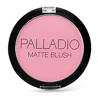 Palladio Matte Blush, Brushes onto Cheeks Smoothly, Soft Matte Look and Even Finish, Flawless Velvety Coverage, Effortless Blending Makeup, Flatters the Face, Convenient Compact, Berry Pink