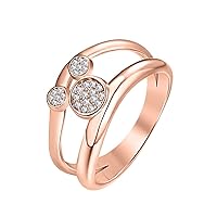Mickey Mouse Jewelry Round Gemstone 14k Rose Gold Over .925 Sterling Silver Engagement Fashion Ring For Women's.