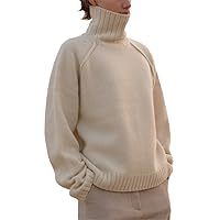 Women's Turtleneck Simple Knitted Sweater Solid Color Fashion Loose Knit Jumper