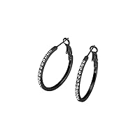 SoulCats® 1 pair of black hoop earrings with rhinestones in different sizes.