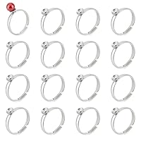 UNICRAFTALE 20Pcs 16.4mm Adjustable Finger Ring 304 Stainless Steel Ring Blank Sets Metal Finger Ring Base for 4mm Rhinestone Base Ring Blank Rhinestone Tray Ring Sets for Ring Jewelry Making