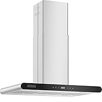 Empava Ducted/Ductless Island Range Hood 36 Inch, Ceiling Mount Kitchen Stove Vent with 400 CFM Dual-Sided Touch Control, 3 Speeds, 4 LED Lights, Stainless Steel (Charcoal-Filter Sold Separately)