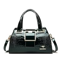 Handbag Crossbody Bags For Women New Crocodile Pattern Leather Shoulder Bags Casual Tote (Green)
