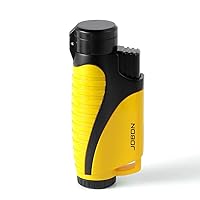 3 Torch Lighter Gas Lighter Windproof Ciagr Lighter with Triple Jet Flame Refillable/Adjustable Flame Lighter for BBQ Camping Kitchen (Without Butane),Yellow