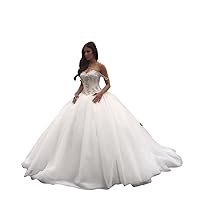 Women's Off Shoulder 2016 Tulle Lace Bridal Wedding Gown with Beading