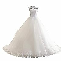 Jessica-Stuff Beautiful Full Stitched V Neck Christian Wedding Ball Gown in White (16985)